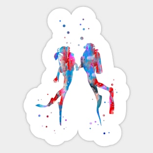 Scuba divers, scuba couple Sticker